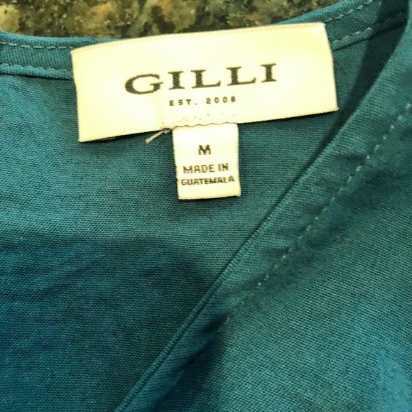 Gilli Faux Wrap Short Sleeve Dress - Fit & Flare - Size Medium - Teal Color - - Picture 11 of 12